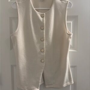 Rachel Zoe Cream Button Down Sleeveless Top